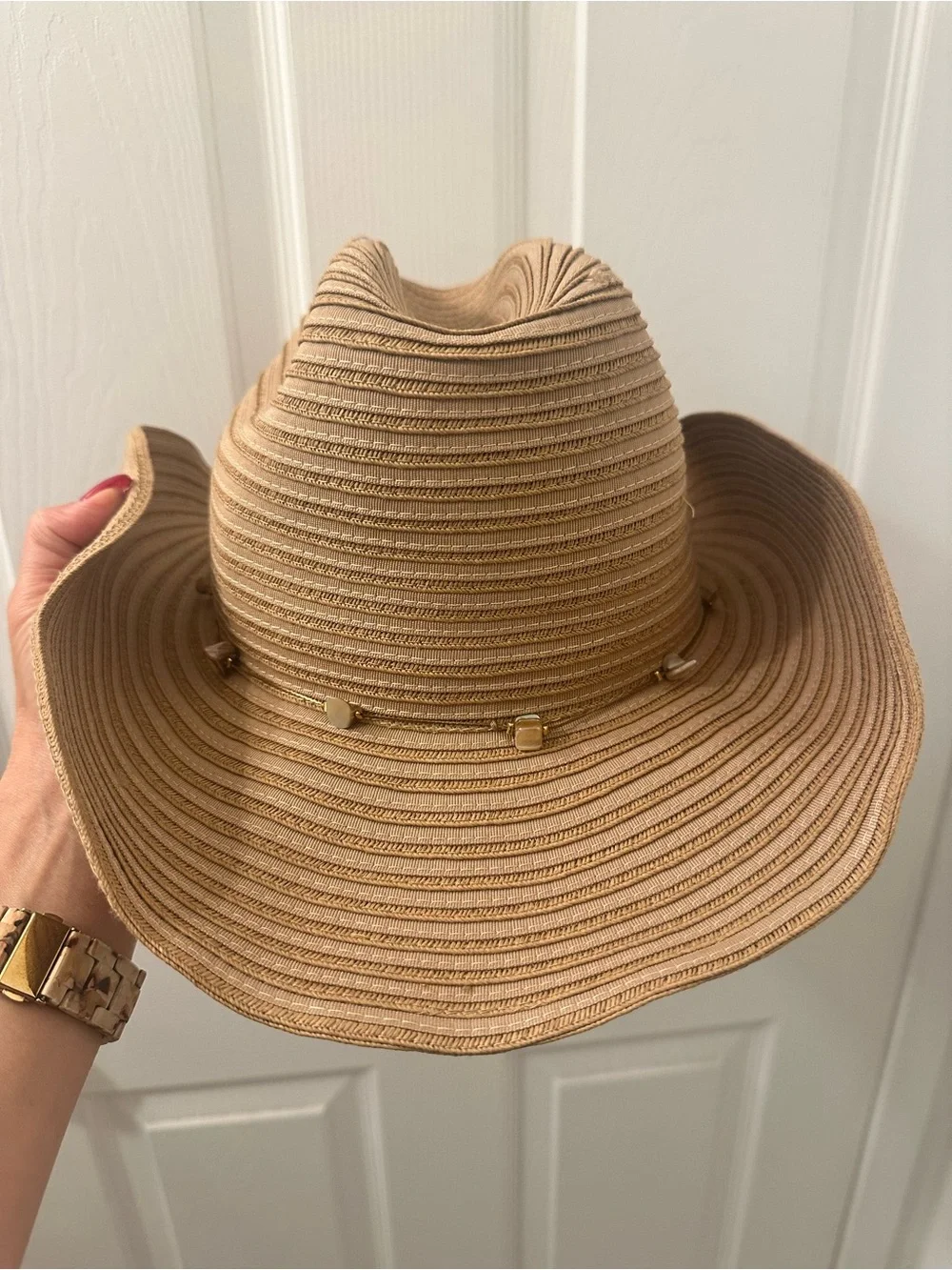 San Diego Hat Company Tan Straw Cowboy Hat with Gold Accents